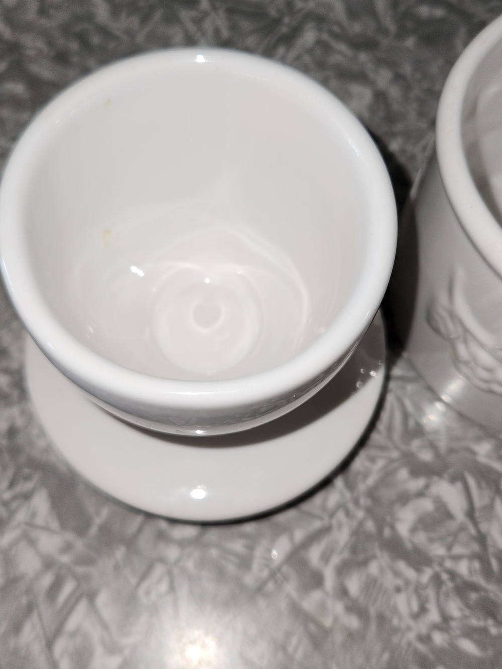 White Ceramic Butter Crock with Lid - Embossed Floral Design - Picture 5 of 7